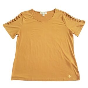 MICHAEL Michael by Michael Kors Ladder Cage Sleeve Top – Size Small – Mustard